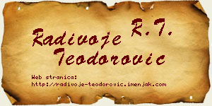 Radivoje Teodorović vizit kartica